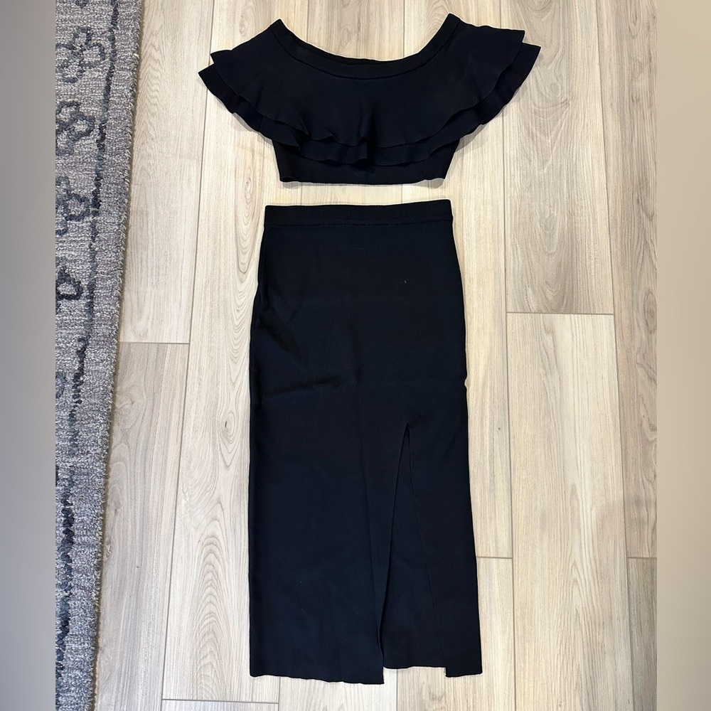 Gianni Bini Black Ruffle Skirt Set